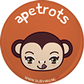 oranje button met illustratie van een aap met de tekst ik ben apetrots