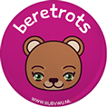 roze button met illustratie van een beer met de tekst beretrots