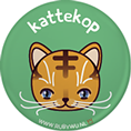 groene button met illustratie van een poes met de tekst kattekop