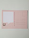 achterkant rode wenskaart met illustratie van een pandabeer met de tekst i can't bear to lose you
